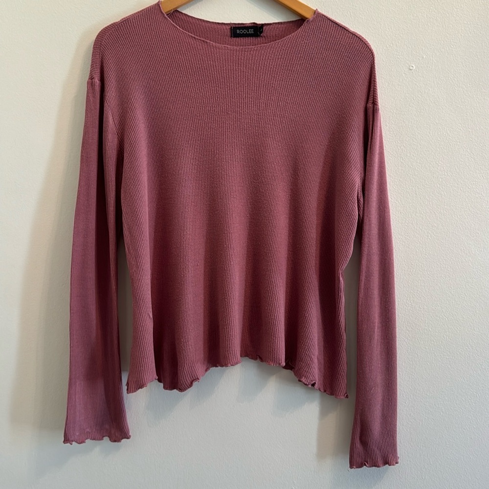 ROOLEE cropped cotton top in dark mauve size large